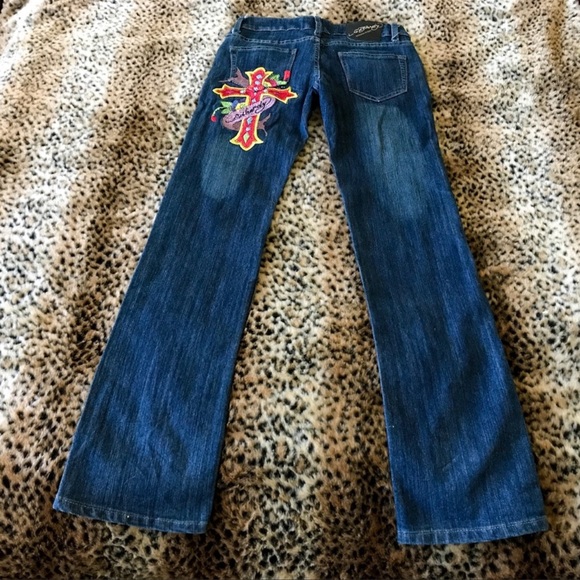 Ed Hardy Cross Embroidered Jeans - Picture 2 of 8